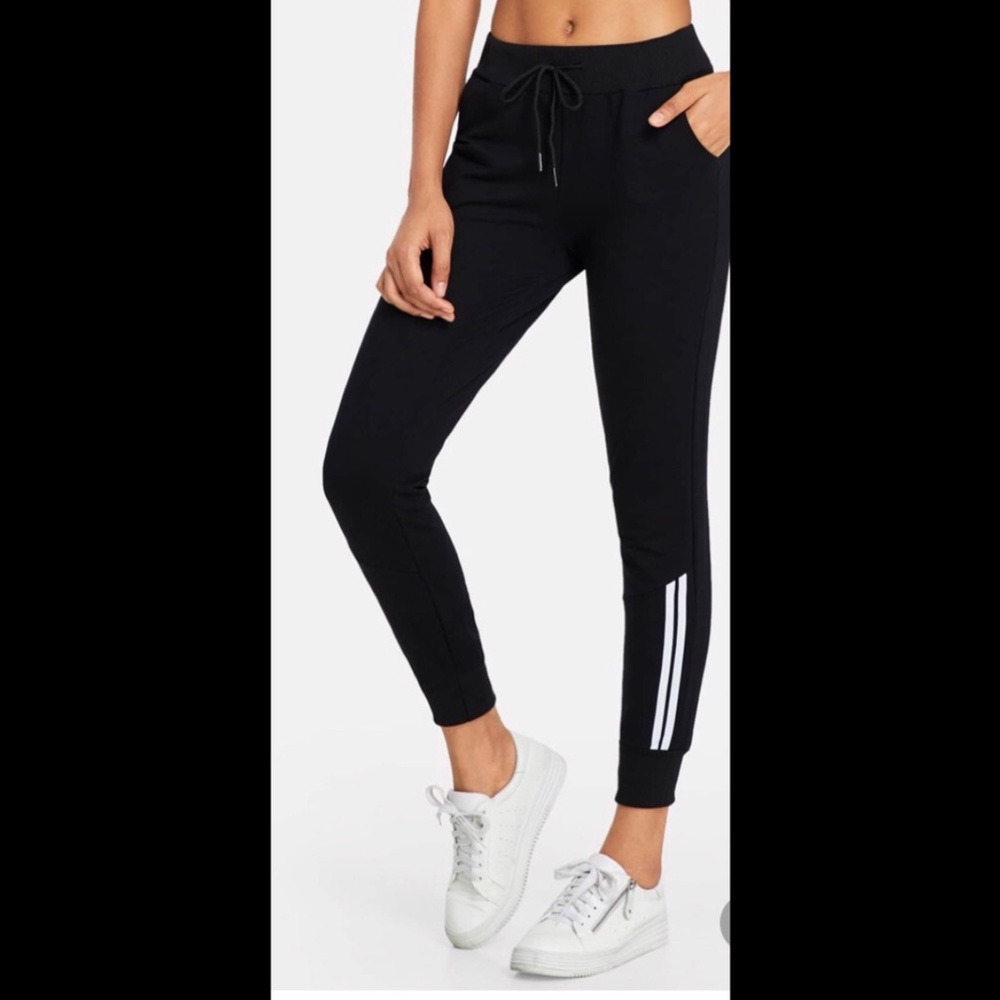 Contrast Striped Drawstring Waist Pants